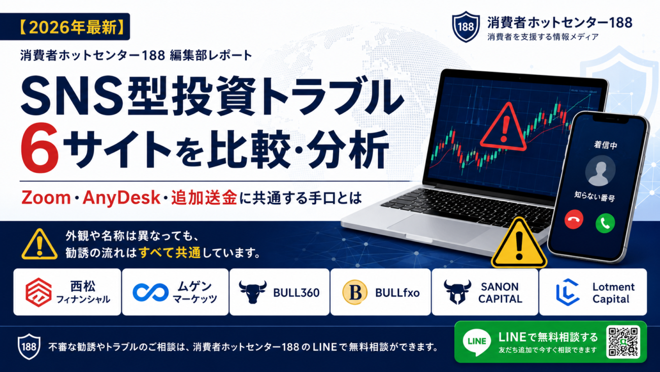 【2026年最新】SNS型投資トラブル6サイトを分析｜Zoom・AnyDesk・追加送金に共通する勧誘手口とは